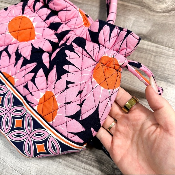 Vera Bradley Quilted Pink Floral Drawstring Small Tote Bag - Picture 3 of 7